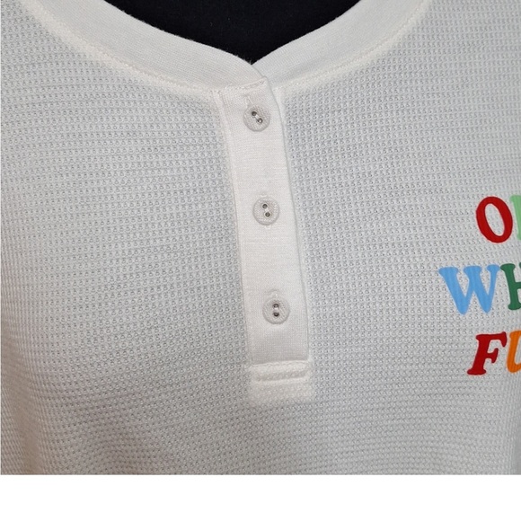NEW! Women's "Oh What Fun" Thermal White/CreamTop - Wondershop, Henley, PJ Top - Picture 6 of 8
